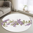 thumbnail image 3 of Spring Purple Lavender Round Area&nbsp;Rug 3ft Country Watercolor Purple Flower Green Leaf Non-Slip&nbsp;Washable Circle Rugs Soft Felt Indoor Floor Mat for Bedroom Kitchen Living Room Bathroom, 3 of 9