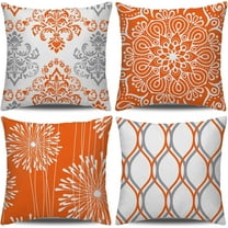 Decorative Throw Pillow Covers 20x20 inch Set of 4,Orange and White Modern Simple Square Pillow Case Cushion Cover for Sofa Couch Farmhouse Outdoor Living Room