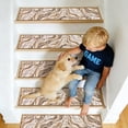 thumbnail image 2 of LOKHOM 15 Pack 8"x30" Abstract Stair Treads for Wooden Steps Indoor Non Slip Stair Carpet for Kids Elders and Pets, Brown, 2 of 8