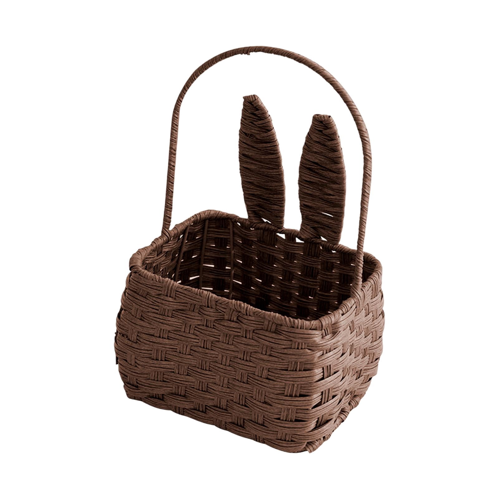 Panier Rotin Tissé Avec Poignée – Panier Pique-Nique / Rangement Fermier 35x25x15 Cm, Idéal Œufs, Bonbons, Jouets, Mariage, Cadeau Naturel