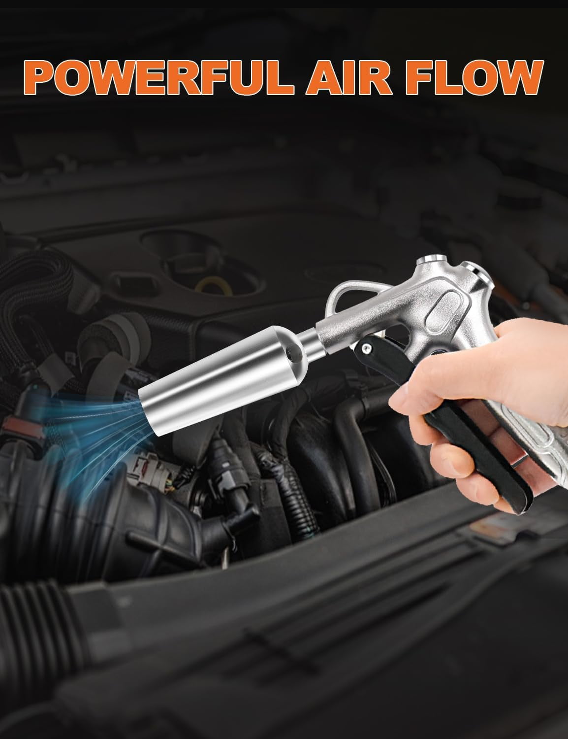 MKEUDQ-Industrial Air Blow Gun with Extension, Pneumatic Air Compressor Accessory Tool Dust Cleaning and Blower Gun High Flow