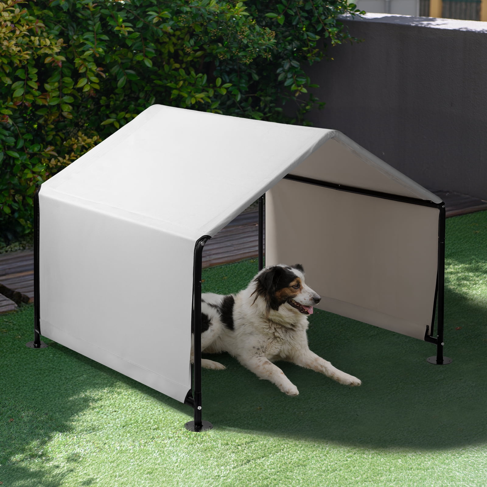 Xilee Dog Shade Shelter Outside 4'x4'x3' Tent for Large Medium Dogs, Outdoor Sun Rain Canopy Pet House, Waterproof Pet Canopy Shelter for Small Animals with Ground Nails,Gray