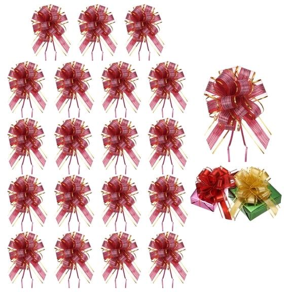 Large Pull Bow Gift Wrapping Ribbon Organza Red Bows for Gift Wrapping Wedding Baskets Car Metallic Wine Red