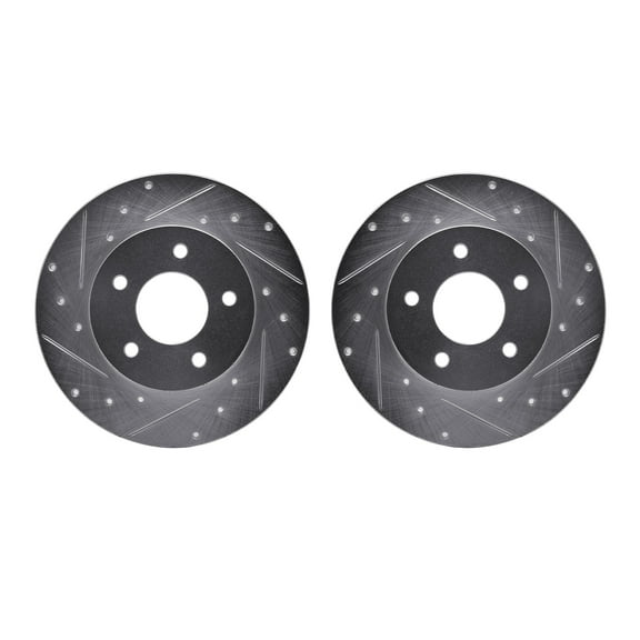Dynamic Friction Company Rear Brake Rotors-Drilled and Slotted-Silver 7002-52014