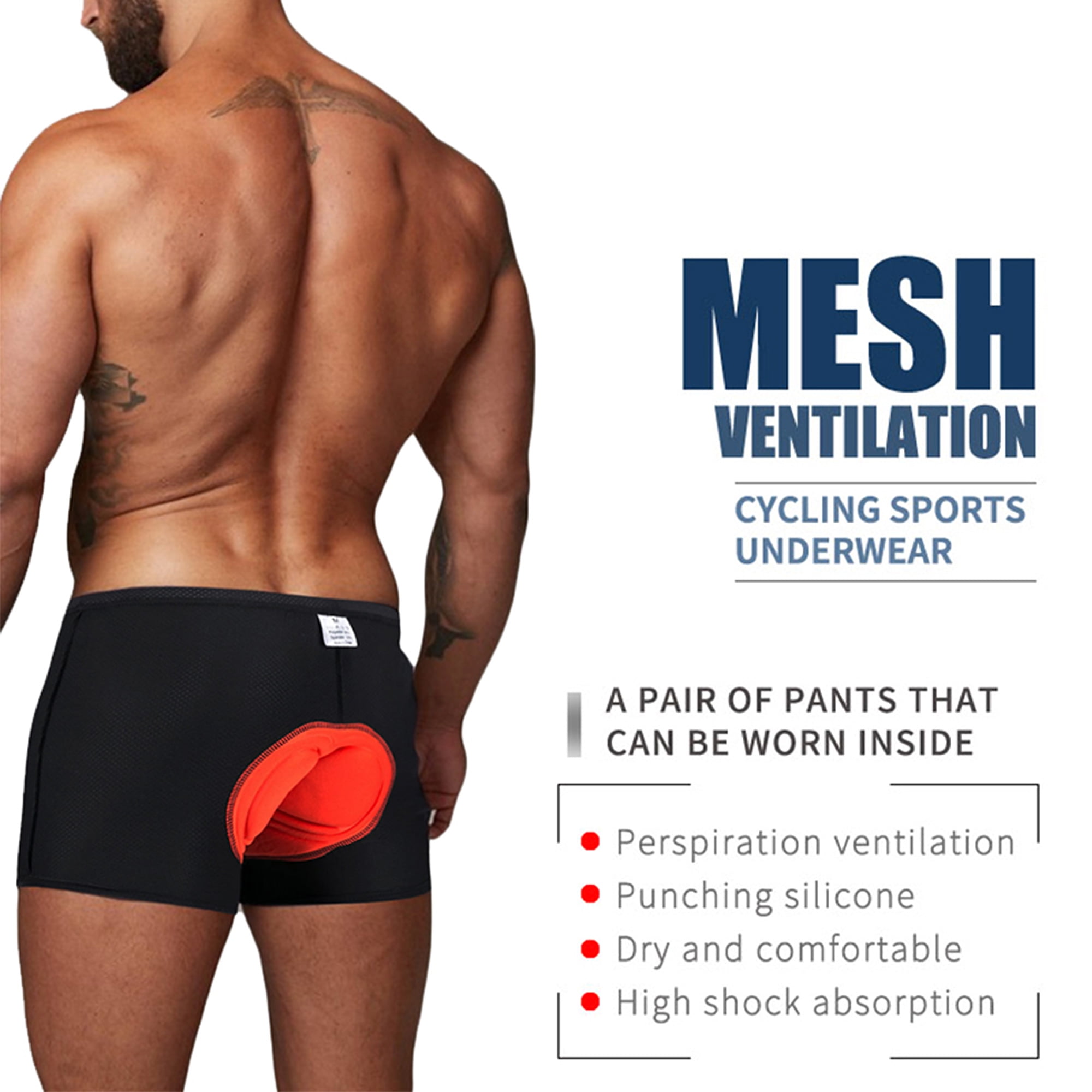 Upgrade Mens Cycling Underwear Soft Mesh Gel Padded Cycling Underwear Undershorts MTB Liner Shorts