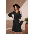 thumbnail image 4 of Grace Karin Women's V Neck Long Lantern Sleeve Smocked Midi Dress A-line Swing Casual Dress Party, 4 of 7