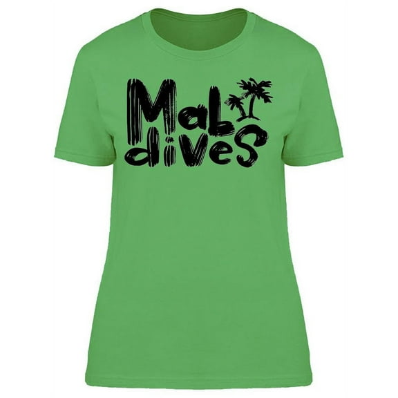 Maldives Lettering Palms Sketch T-Shirt Women -Image by Shutterstock, Female Large