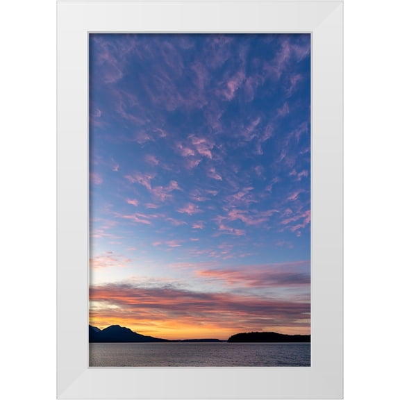 Jaynes Gallery 11x14 White Modern Wood Framed Museum Art Print Titled - USA-Washington State-Seabeck Sunset over Hood Canal