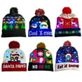 thumbnail image 3 of Christmas Unisex Men Women Winter Thick Warm LED Knitted Beanie Hat with Ball Xmas Decor, 3 of 4