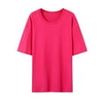 thumbnail image 1 of Pisexur Hauts d'Été pour Femmes, Hauts pour Femmes, Hauts de Sortie pour Femmes, Hauts pour Dames, T-Shirt d'Été à Col Rond Manches Courtes Mode Décontractée Imprimé avec Boutons Rose Vif, m, 1 of 4