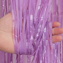 Zhuge 6pcs Matte Purple Tinsel Foil Fringe Curtains Party Decoration, Party Door Wall Streamer Photo Back Drop for Birthday Wedding Engagement Bridal Shower Baby Decoration,39.3*78.7in