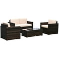 thumbnail image 4 of Outsunny 4-Piece Rattan Furniture Set, Chairs, Loveseat, and Table, Beige, 4 of 11