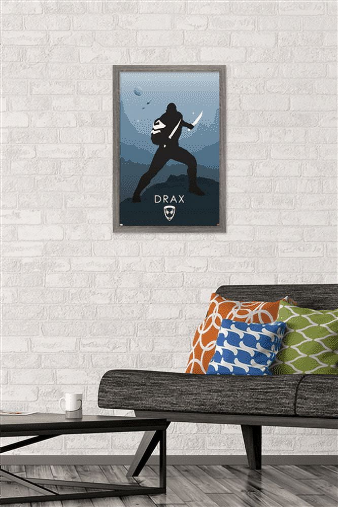Marvel Heroic Silhouette - Drax Wall Poster, 14.725" x 22.375", Framed