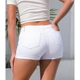 thumbnail image 6 of Women Mid Rise Ripped Stretchy Jeans Shorts Frayed Raw Hem Casual Denim Shorts, 6 of 7