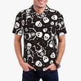 thumbnail image 5 of Yiaed SkeletonPrint Men's Short Sleeve Polo Shirt,Golf Polo for Men Three-Button Golf Shirt Athletic Casual Collared T-Shirt- Small, 5 of 7