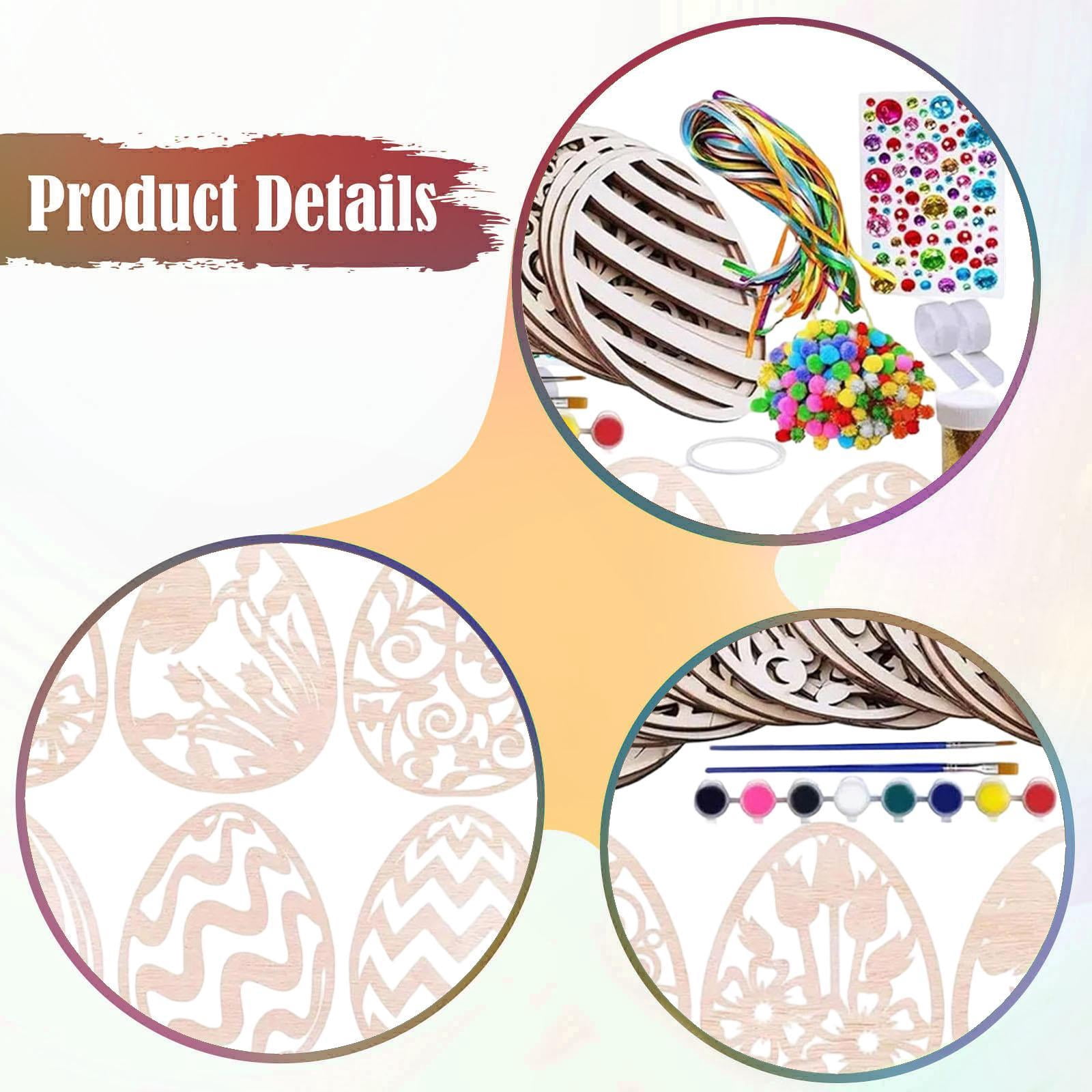 Dualoai 24 Pieces Easter Wooden Egg Cutouts Unfinished for Spring Easter Decorations