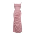 thumbnail image 2 of Ettsollp Women's Satin Bodycon Dress Spaghetti Strap Side Slip Long Dress Cowl Neck Sexy Club Midi Dresses for Evening Birthday Party Weddings, 2 of 8