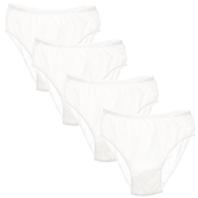 OULII 4Pcs Disposable Cotton Underwear White Breathable Female Underpants for Postpartum Home Use Comfortable