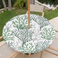 thumbnail image 6 of Round Outdoor Tablecloth with Umbrella Hole and Zipper, Sage Green Gray Coral Coastal Fitted Table Cover with Elastic Edge for 55-60 Inch, Summer Beach Seaside Nautical Waterproof Patio Tablecoths, 6 of 9
