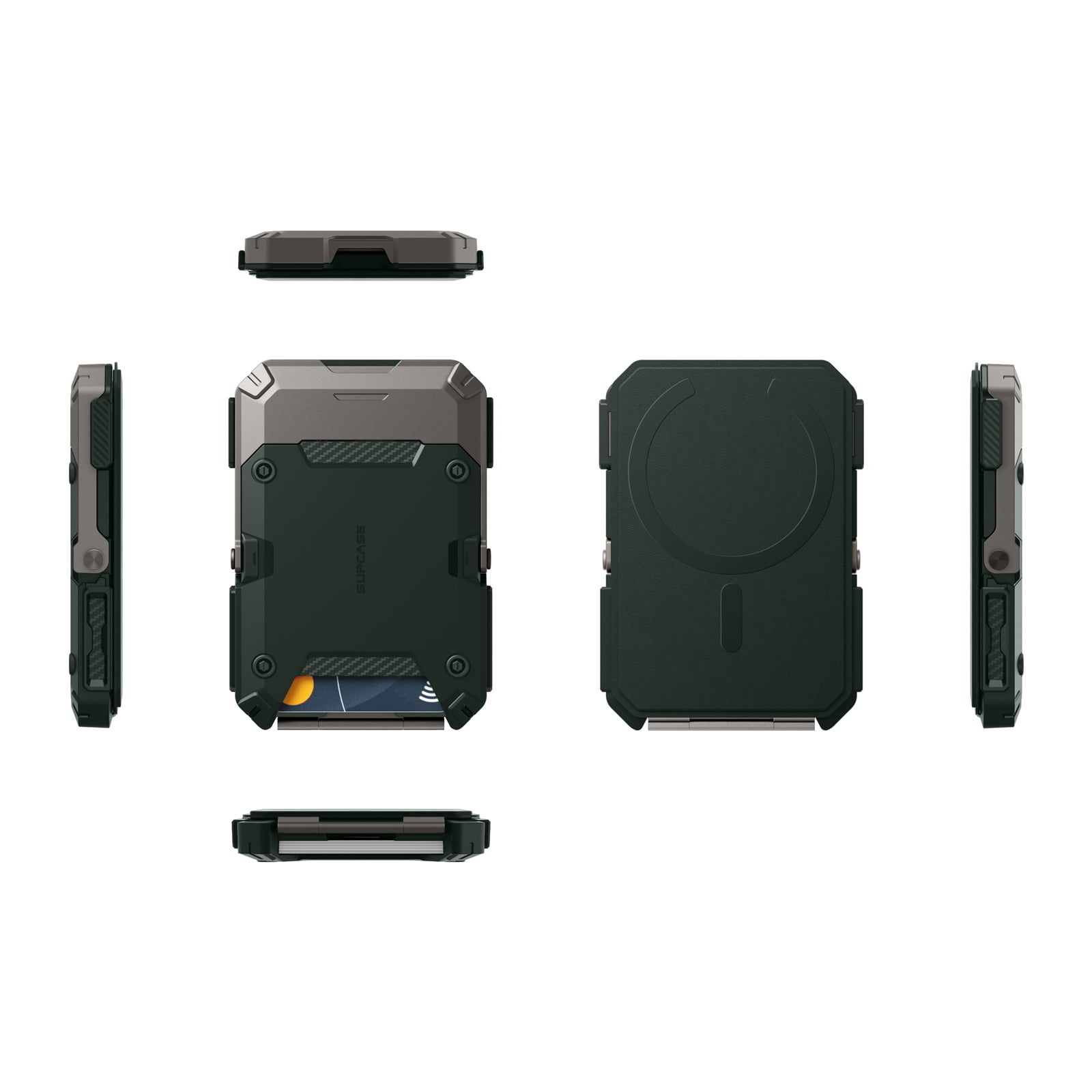 SUPCASE for MagSafe Wallet with Stand, Magnetic Wallet for Men, [Hold 5 Cards] [Adjustable Stand] [RFID Blocking] Phone Stand Credit Card Holder Tripod for iPhone 16/15/14/13/12 Series, Guldan