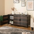 thumbnail image 2 of Costway 84 Gallon 3-Door Patio Wicker Storage Cabinet Deck Box with Removable Shelves Brown, 2 of 10