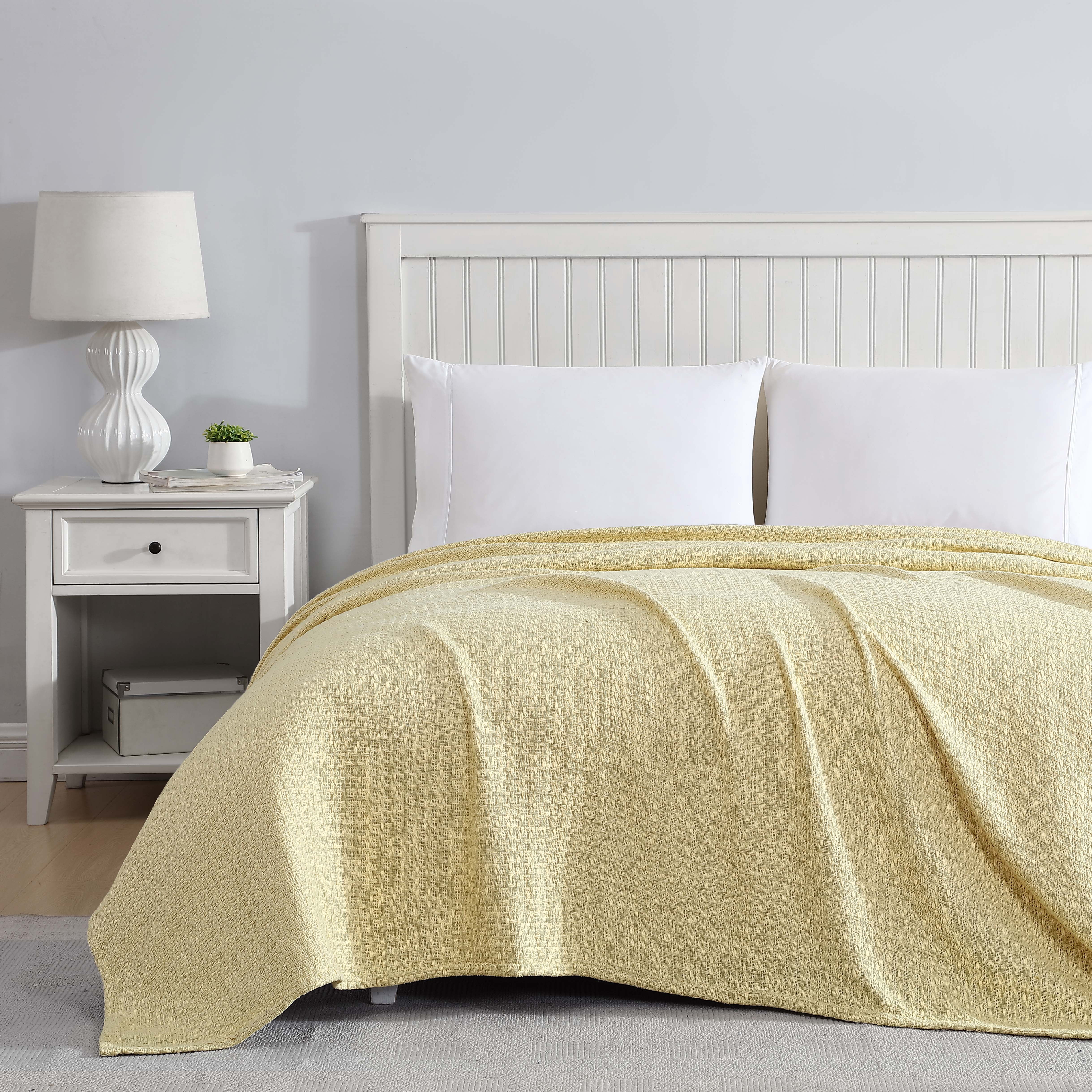 Grand Hotel Woven Cotton Blanket, Twin, Lemon