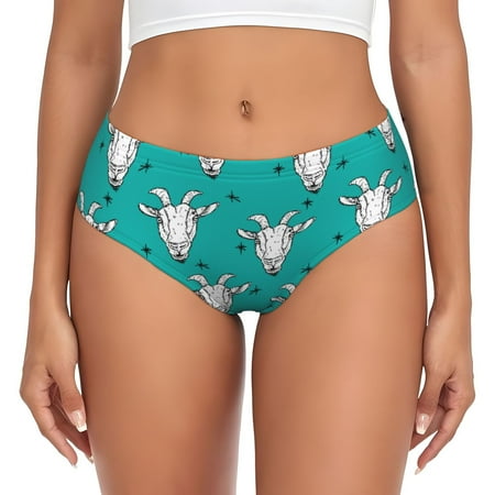 Womens Underwear - Modern Cartoon Goat Head White No Show Seamless Underwear for Women  Soft Comfort Stretch Women s Panties  Hipster Ladies Panties Bikini Underwear Briefs
