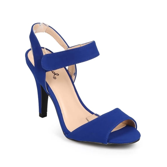 Qupid ED38 Women Nubuck Open Toe Hook And Loop Single Sole Slingback Sandal - Black (Size: 8.5)