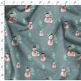 thumbnail image 4 of Soimoi Green Velvet Fabric Snowman & Tree Christmas Printed Fabric 1 Yard 58 Inch Wide, 4 of 5