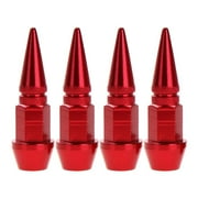 Toutek 4pcs Aluminum Spike Shaped Car Bike Tire Valve Stem Dustproof Caps Covers 2 Red