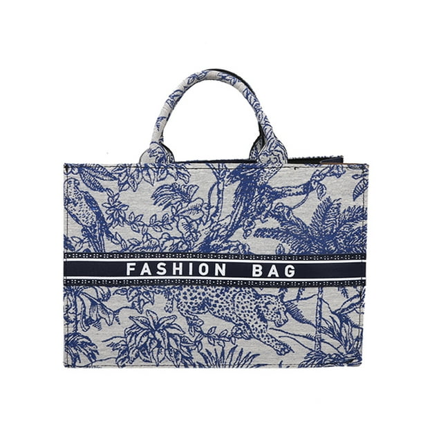 Bolsos De Mujer Moda Mujer Lienzo Impresión Top-handle Tote Bag Bolsas grandes (S Azul)