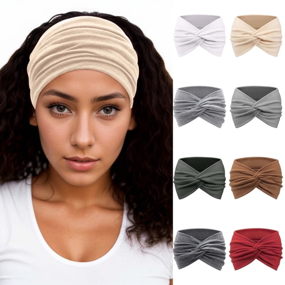 UJNDER Wide Retro Headscarf for Ladies Featuring Cute Knotted Hair Band for Daily Use Hair Scarf Beige