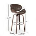 thumbnail image 3 of GDF Studio Candler Mid Century Modern Faux Leather and Wood 30 Inch Swivel Barstool, Dark Brown and Walnut, 3 of 9