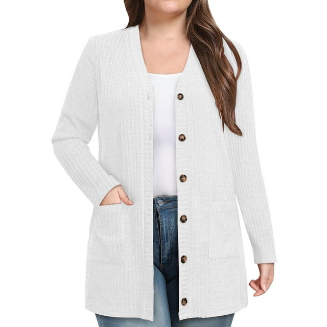 Veste Matelassée pour Femmes Cardigan Léger Cardigan en Tricot Doux Manches Longues Léger Ouvert Chandails en Molleton Boutons Mode Automne 2025 Cardigans avec Poches Vêtements Habillés d'Hiver