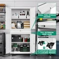 thumbnail image 4 of Letaya Metal Garage Storage Cabinet with Wheels,72“ Rolling Tool Cabinet with 4 Door Lock-Adjustable Shelves and Drawer for Garage Home Office Utility Room (White with Wheels), 4 of 11