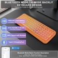 thumbnail image 2 of Wireless Computer Keyboard with RGB Backlit, Tri-Mode Bluetooth 5.0/USB-C/2.4GHz Gaming Keyboard, Full Size Layout, Ergonomic Curved Design for Windows Mac PC Gamers & Office, 2 of 7