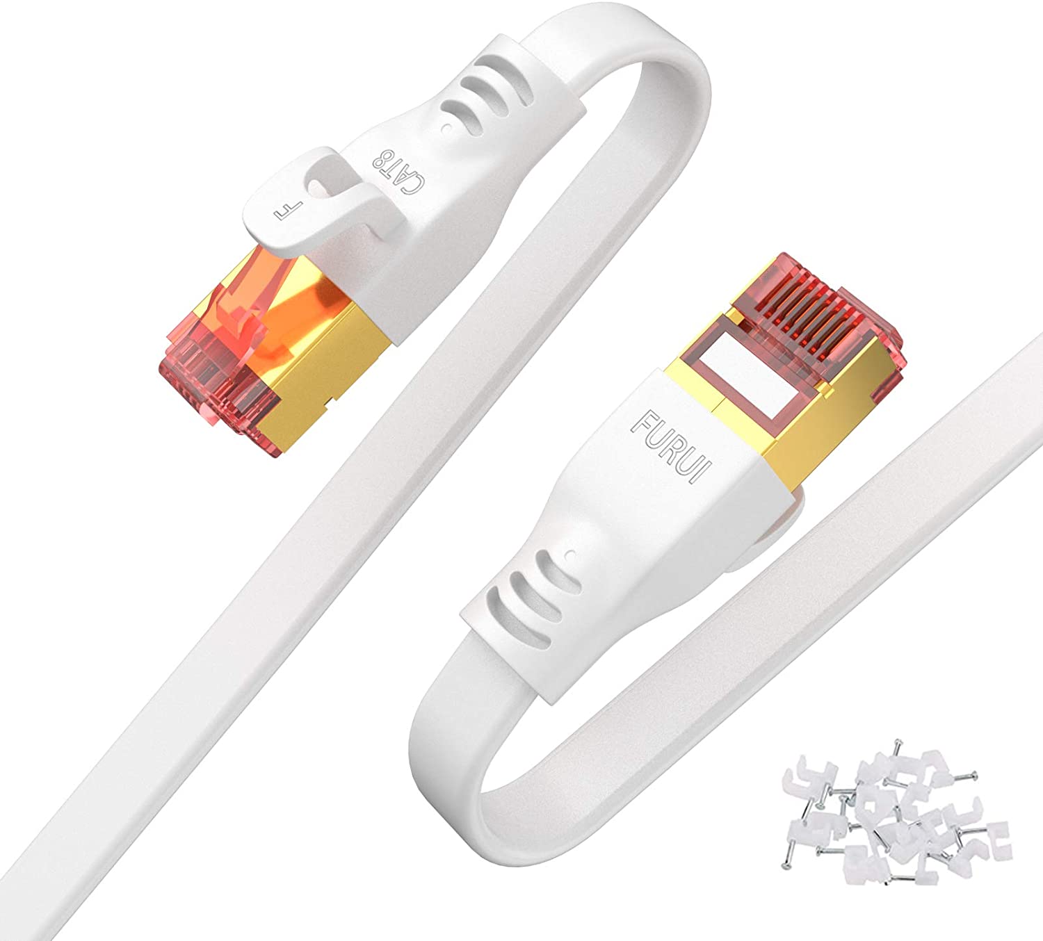 75ft Cat8 Flat Cable, Cat8 Flat Cable 28AWG, Indoor & Outdoor