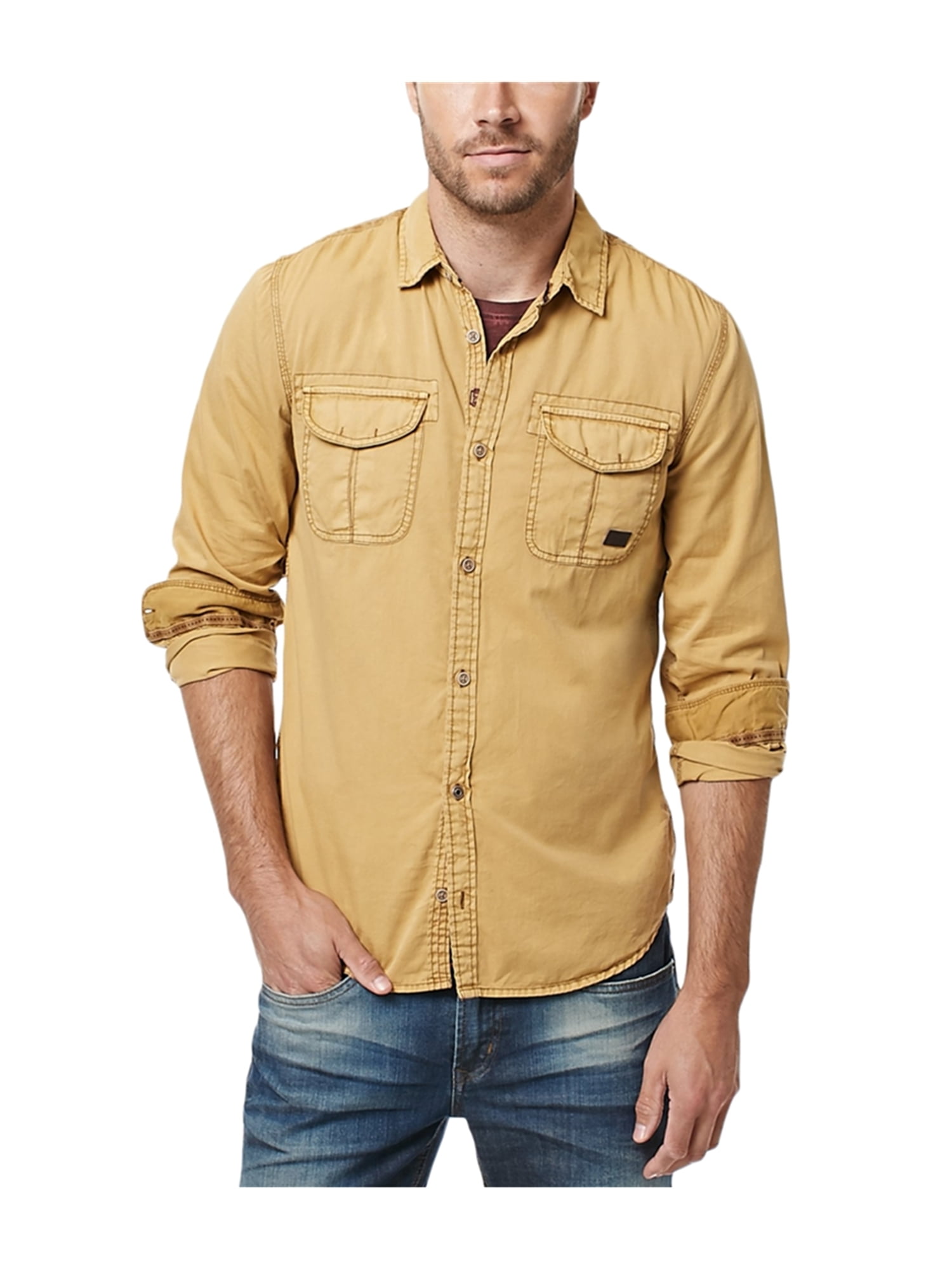 mustard yellow button up shirt