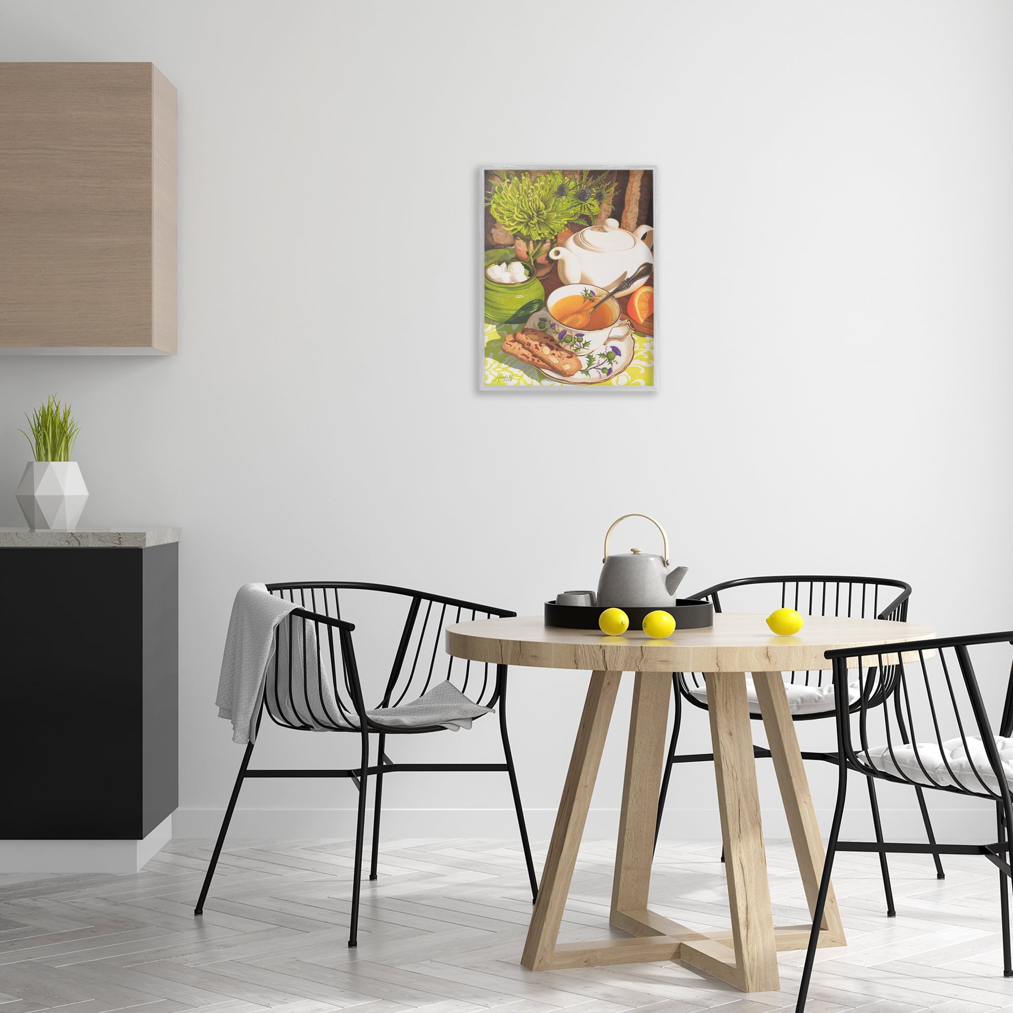 Stupell Industries Tea & Biscuits Scene Food & Beverage Painting Gray Framed Art Print Wall Art, 16 x 20