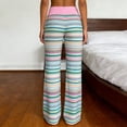 thumbnail image 4 of REDARER Womens High Waist Striped Flare Pants Soft Elastic Waistband Flowy Casual Trousers,S, 4 of 6
