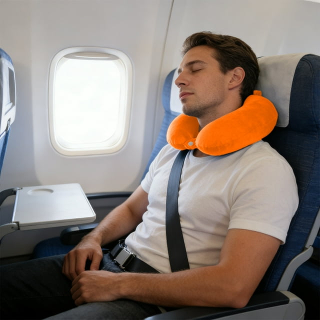 Almohada De Apoyo Para El Cuello En Forma De U Almohada cervical en forma de U naranja, almohada de viaje para oficina, siesta, avión y coche (1 unidad) JASKFLY