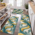 thumbnail image 2 of Teal Gold Marble Pattern Kitchen Rugs Sets Of 3,Kitchen Runner Rugs Non Skid Washable,Decorative Kitchen Floor Mats for Kitchen,Sink,Laundry,17"x30"+ 17"x47" + 17"x59", 2 of 6