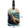 thumbnail image 6 of Square 2Pack PU Leather Sea Lion Cruise Luggage Tag with Privacy Cover and Name ID Tag for Travel Handbags Backpacks Luggage Tags, 6 of 6
