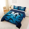 thumbnail image 2 of jejeloiu Deep Ocean Shark Full Size Comforter Sets,Silhouette Print Bedding Comforter Set For Boys,Blue Black,Navy Blue Reversible,3 Pieces,1 Comforter and 2 Pillowcases, 2 of 7