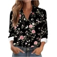 thumbnail image 3 of TaTaai Women Printed Casual Button Down Shirt Long Sleeve Collared Blouse Ladies Spring Autumn Daily Street Wear Soft Breathable Machine Washable No Fading Stylish Top Gift, 3 of 6