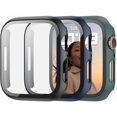 thumbnail image 1 of 3 Pack Compatible for Apple Watch Series 8 Series 7 45mm Screen Protector Case, All Round Full Protection TPU Cover Bumper for iWatch 8 7 45mm Accessories Black+Blue+Green, 1 of 5