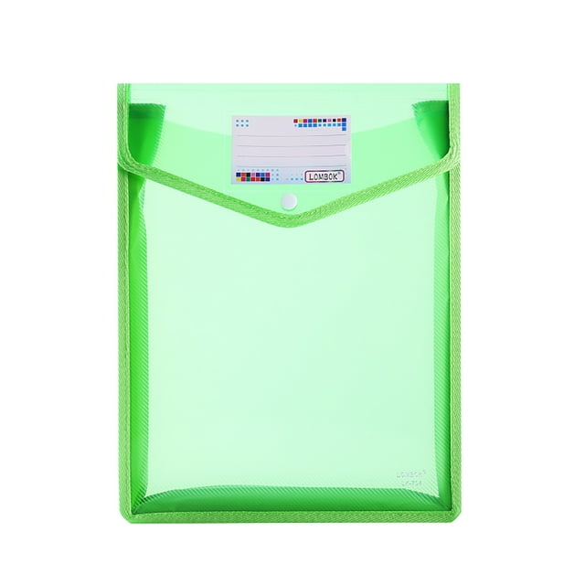 Harpily Plastic File Folders Envelope Expanding File Wallet Organizer Documents Folder with Snap Closure and Pocket A4 Size Transparent File Pouch for School (Assorted Color Vertical) Green