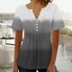 thumbnail image 2 of Tops de Algodón para las Mujeres Impreso en V-Cuello Botón Arriba Manga Corta Superior, Imitación Algodón Casual Blusa, 2 of 4