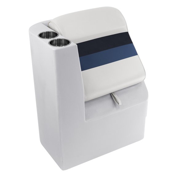 Wise 8WD1305L-1008 Deluxe Series Pontoon Left Radius Lean Back Recliner - White / Navy / Blue