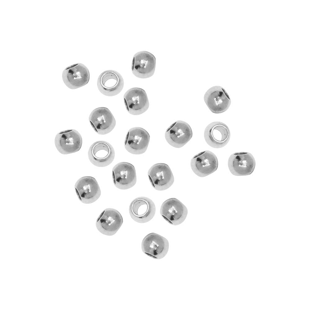 Stainless Steel Beads, Round 3mm, 20 Pieces